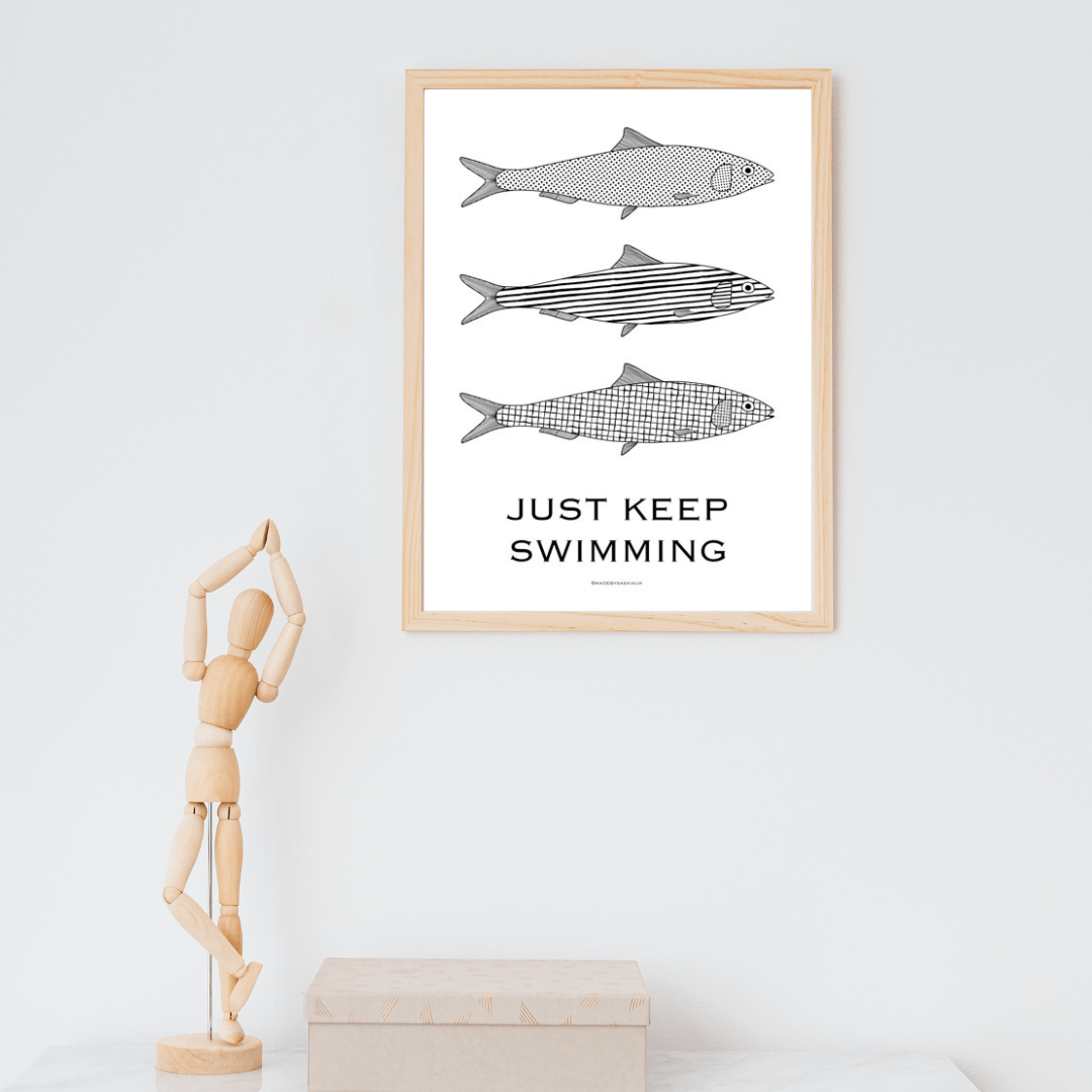 *DIGITAL PRINT* 'Just keep swimming' sardines digital print - Art prints - Made by Saskia