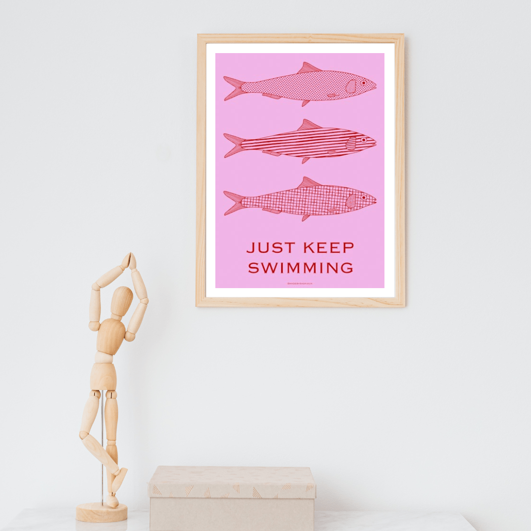 *DIGITAL PRINT* 'Just keep swimming' sardines digital print - Art prints - Made by Saskia