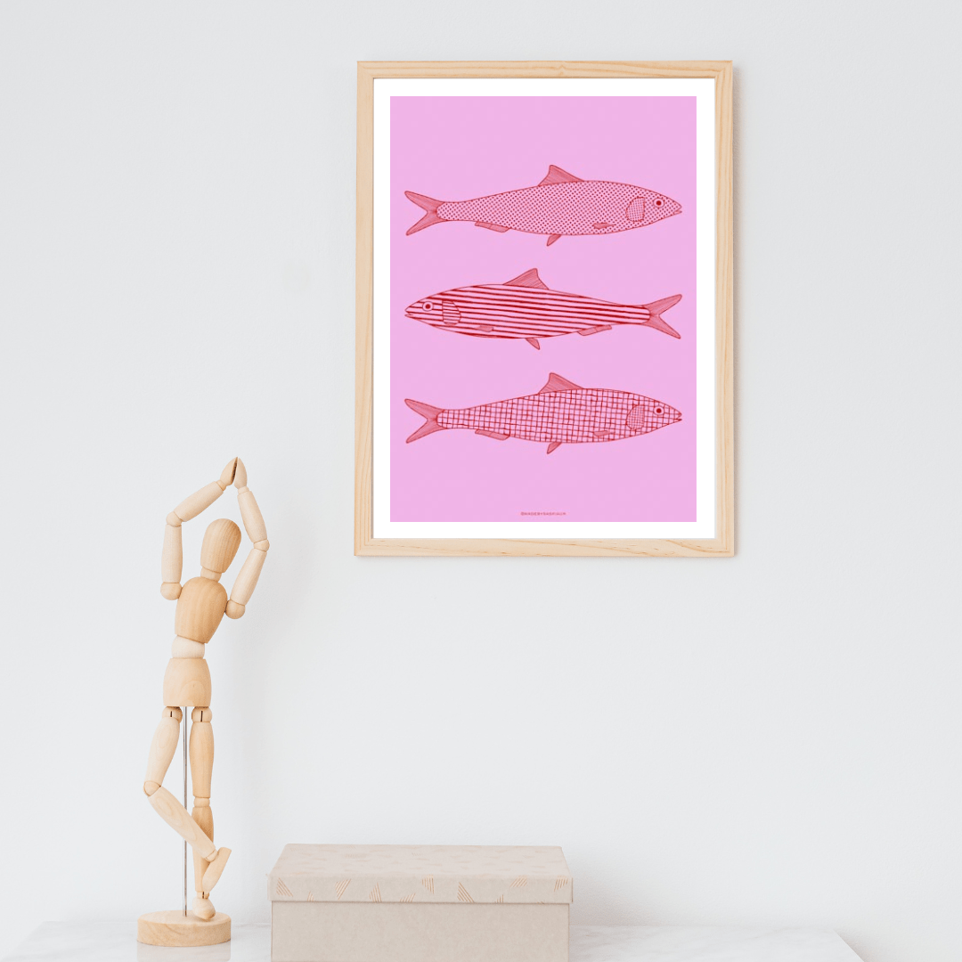 *DIGITAL PRINT* Sardines trio digital printable art print - Art prints - Made by Saskia