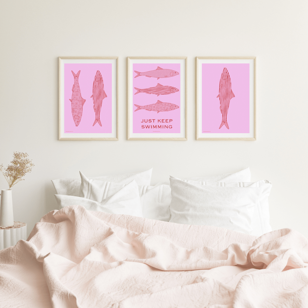 *PHYSICAL PRINT* 'Just keep swimming' sardines art print - Art prints - Made by Saskia