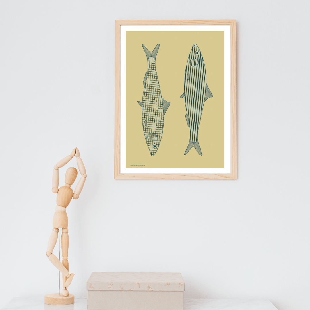 *PHYSICAL PRINT* Sardines duo art print - Art prints - Made by Saskia