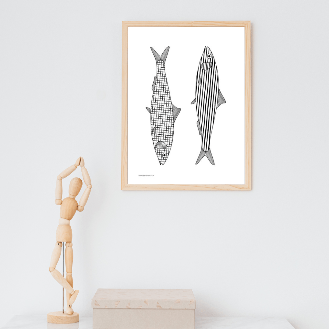 *PHYSICAL PRINT* Sardines duo art print - Art prints - Made by Saskia