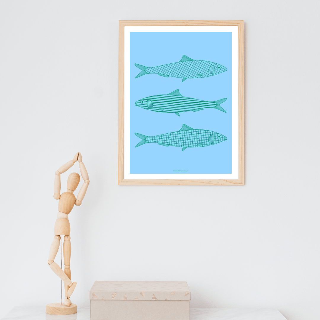 *PHYSICAL PRINT* Sardines trio art print - Art prints - Made by Saskia