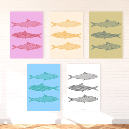 *DIGITAL PRINT* Sardines trio digital printable art print - Art prints - Made by Saskia