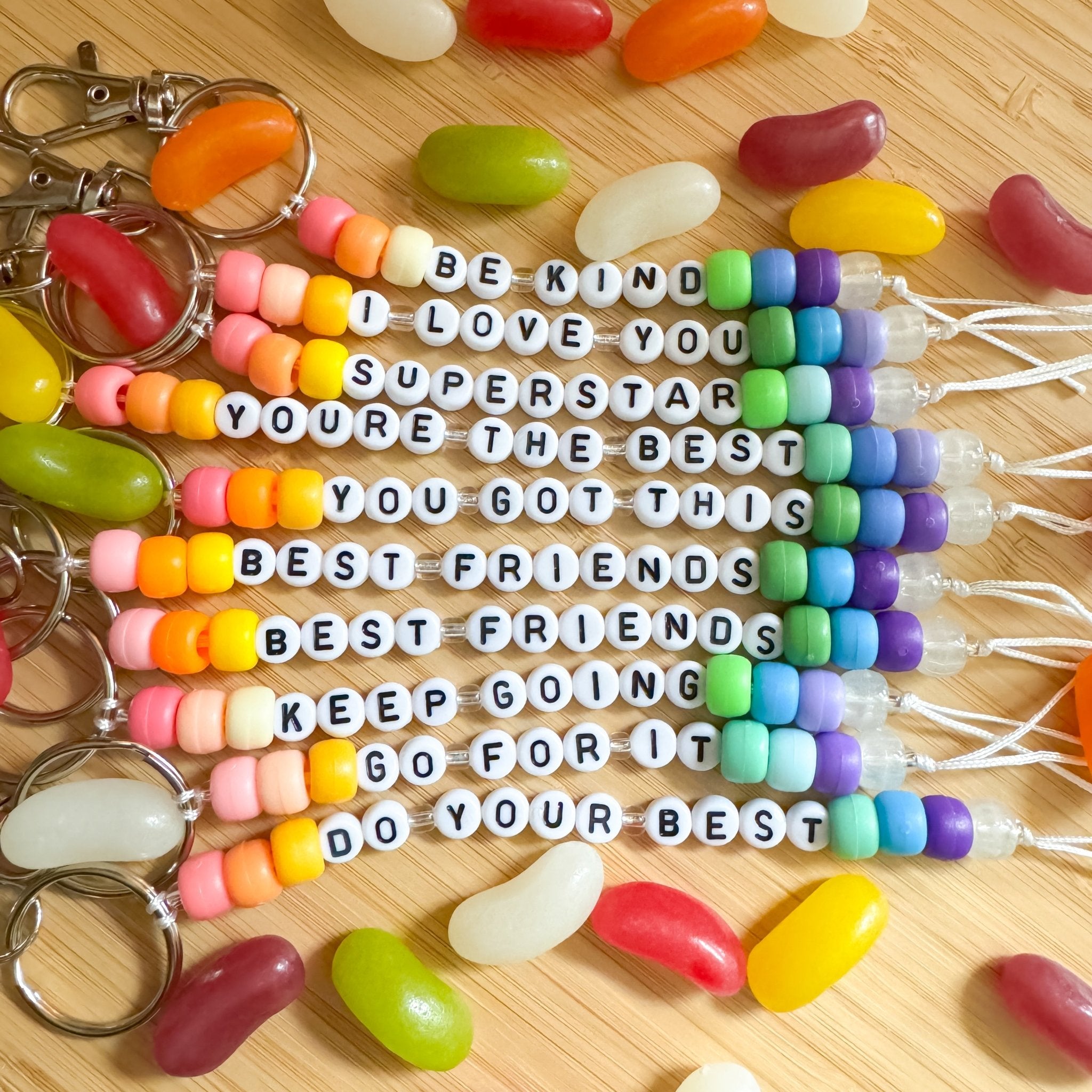 Custom personalised message keychains – Made by Saskia